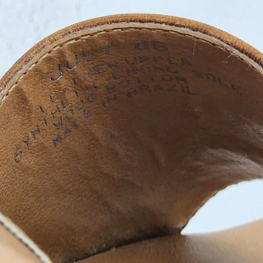 Steve Madden Y2K 90s Platform Leather Wooden Heel Slide On Sandals Brown Size 8